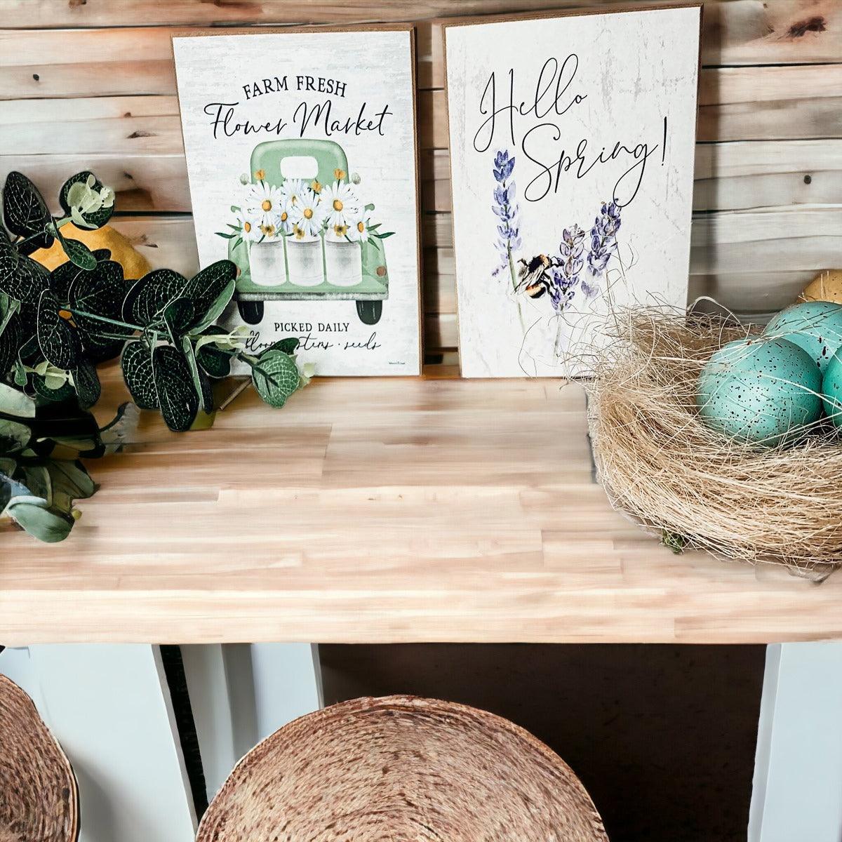 Wooden "Farm Fresh Flower Market - Picked Daily - Flowers - Stems - Seeds" Sign