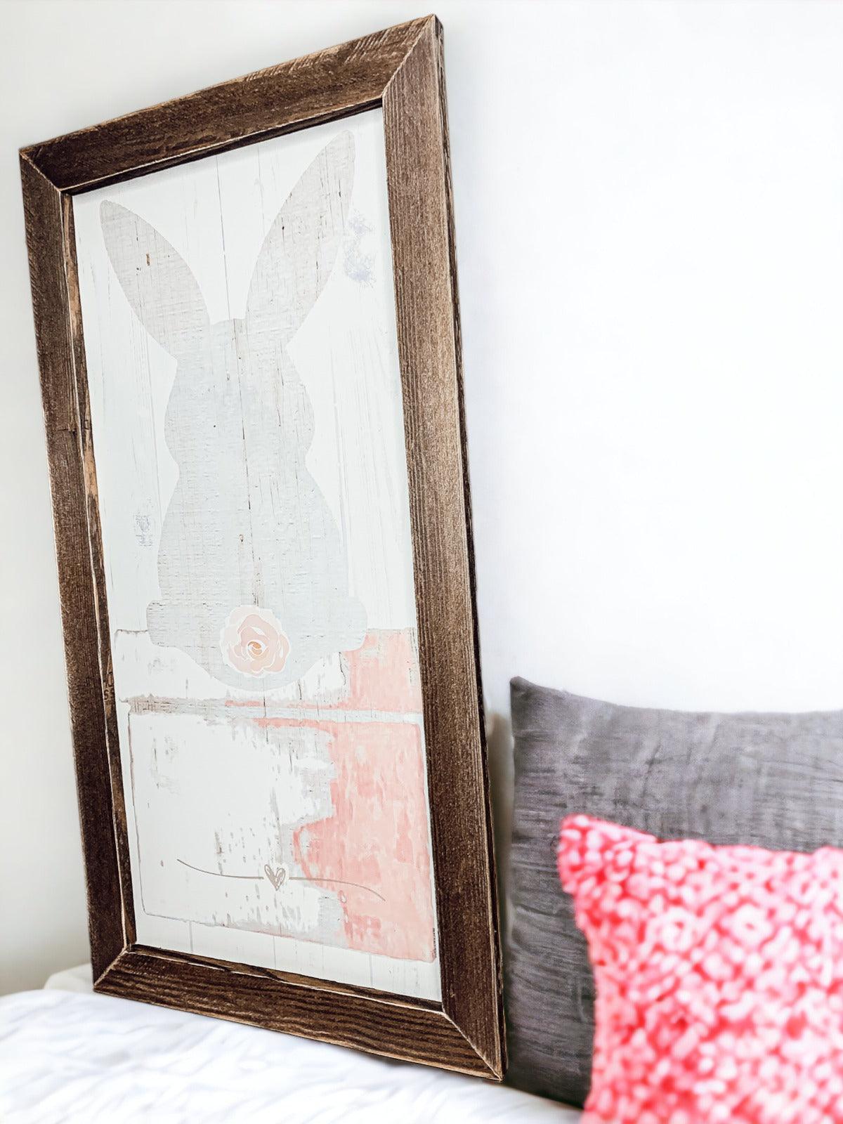 Rustic Bunny Tail Framed Wall Hanging — Select Your Frame Color