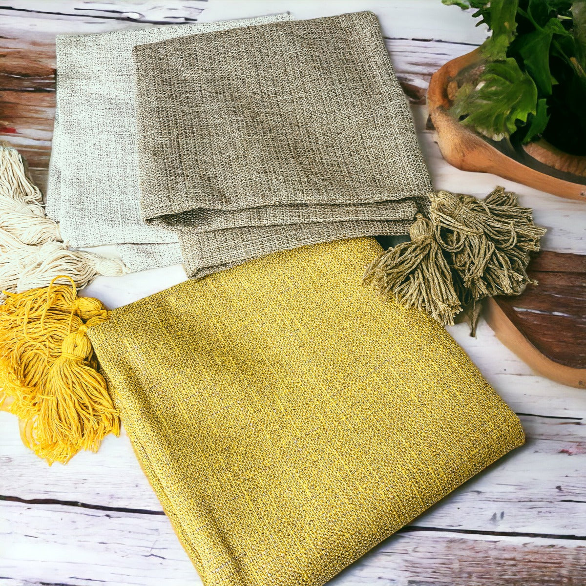18" Square Boho Cottage Linen Decorative Throw Pillow Cases — Select Your Quantity and Color