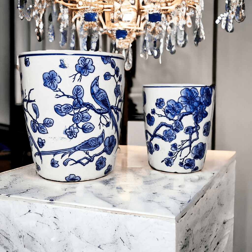Blue & White Chinoiserie Style Vase — Select Your Size