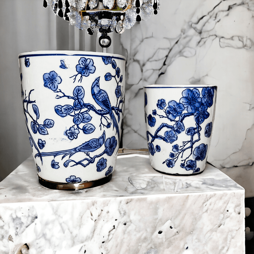 Blue & White Chinoiserie Style Vase — Select Your Size