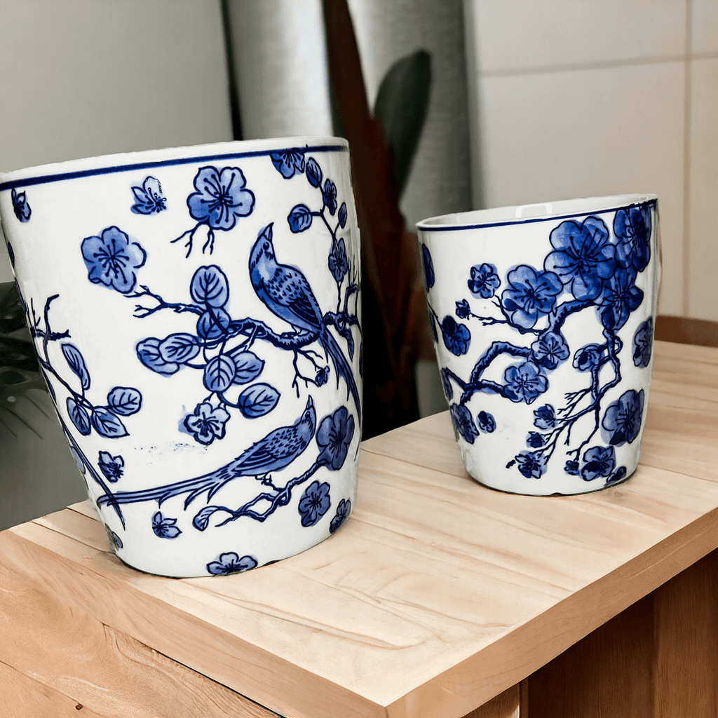 Blue & White Chinoiserie Style Vase — Select Your Size