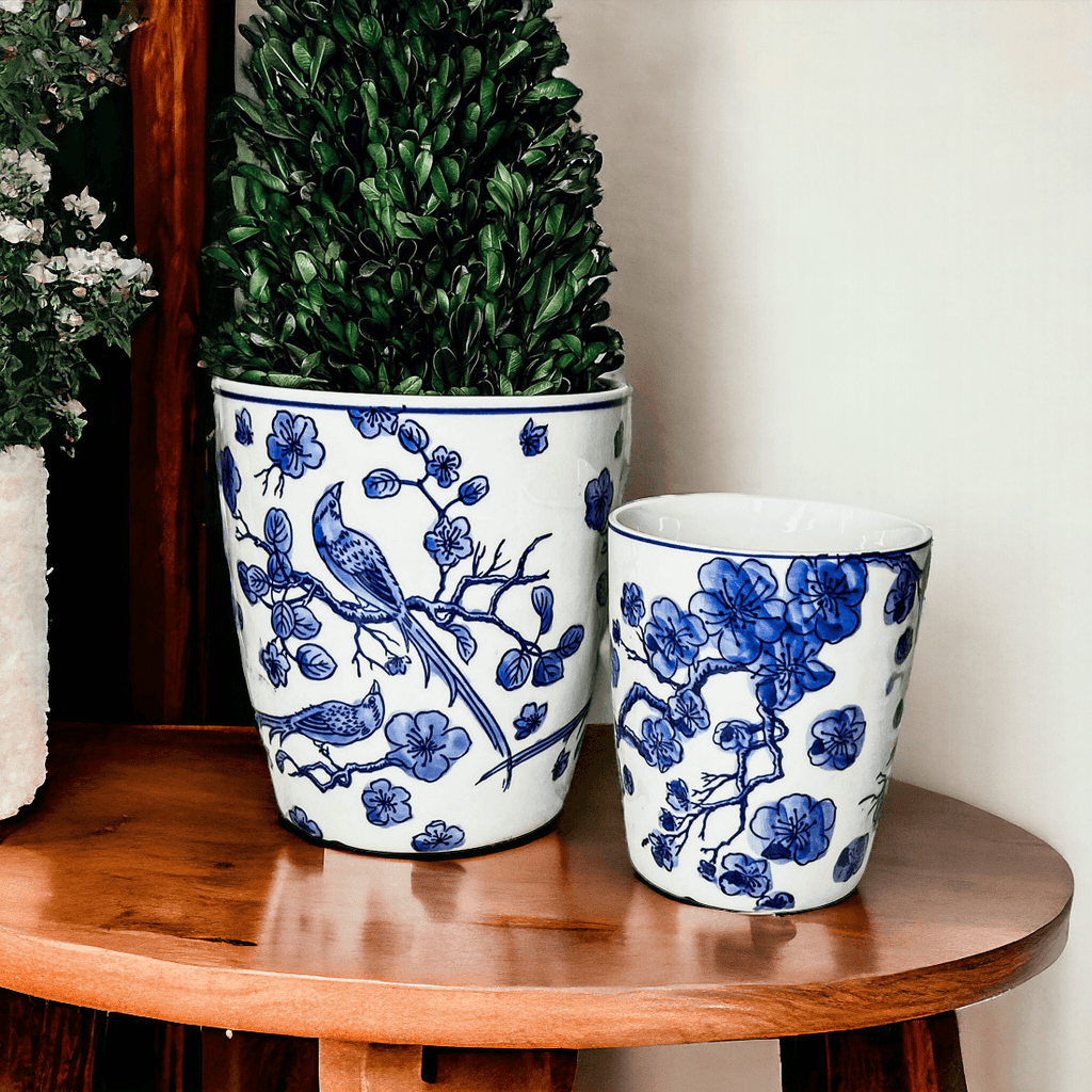 Blue & White Chinoiserie Style Vase — Select Your Size
