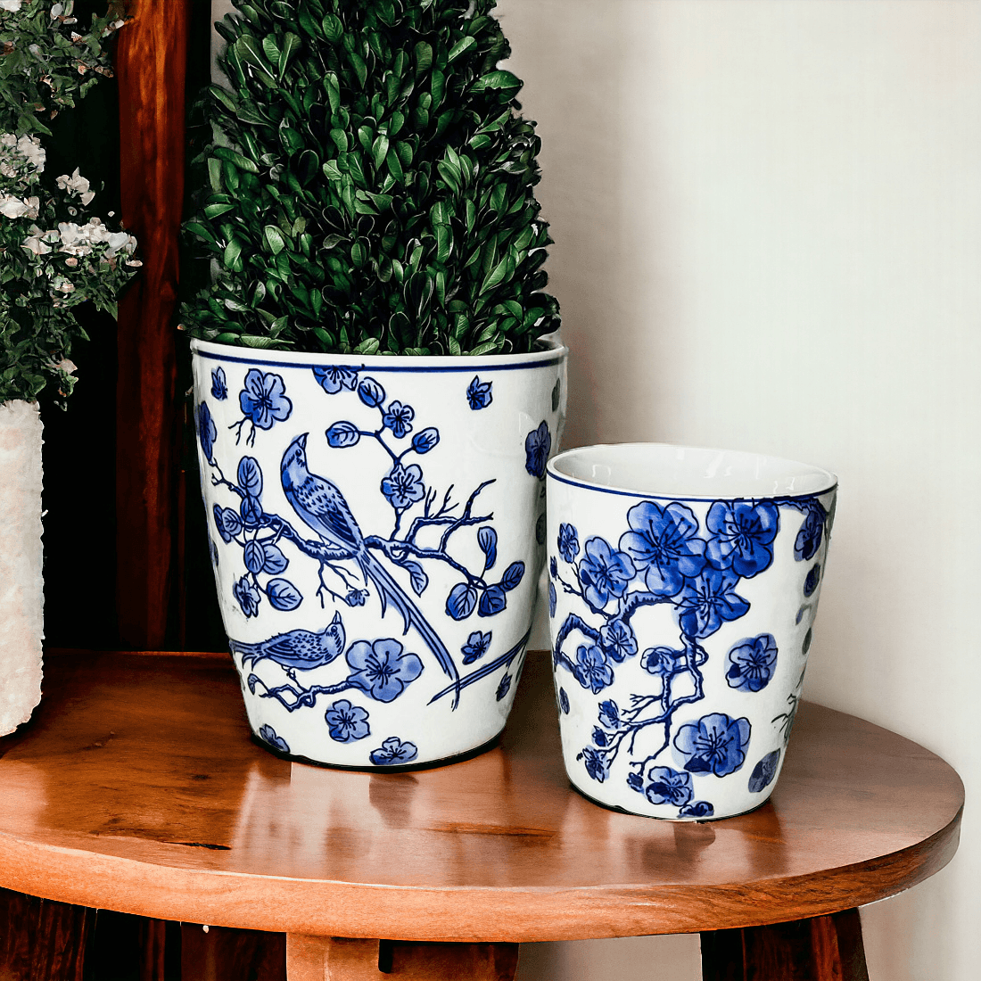 Blue & White Chinoiserie Style Vase — Select Your Size