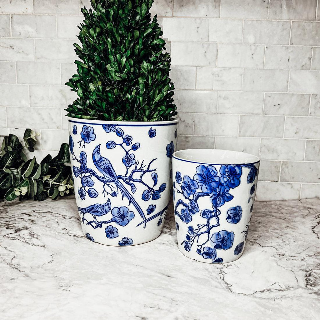 Blue & White Chinoiserie Style Vase — Select Your Size