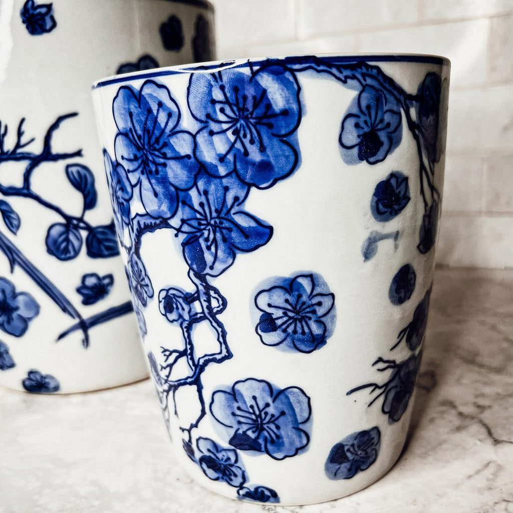 Blue & White Chinoiserie Style Vase — Select Your Size
