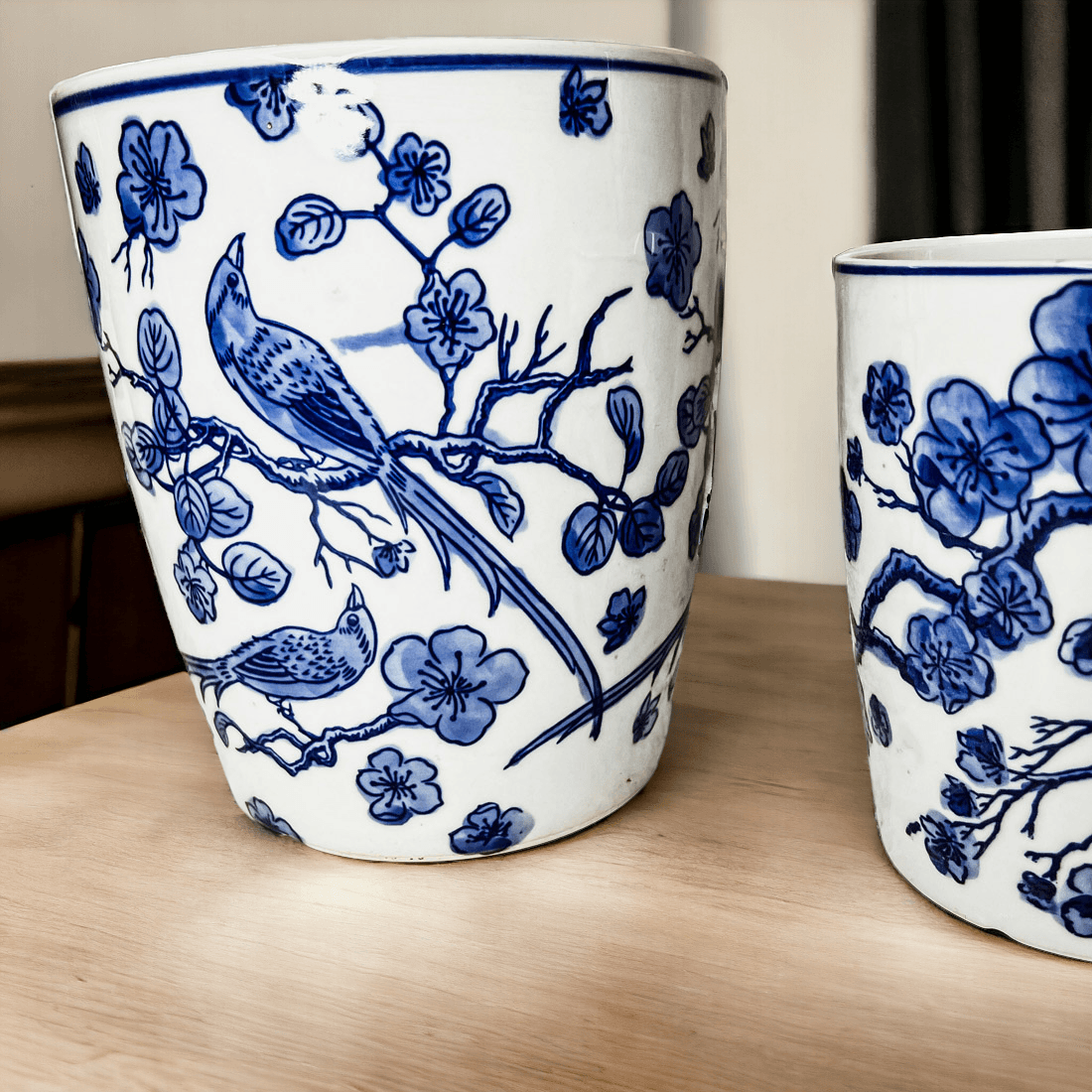 Blue & White Chinoiserie Style Vase — Select Your Size