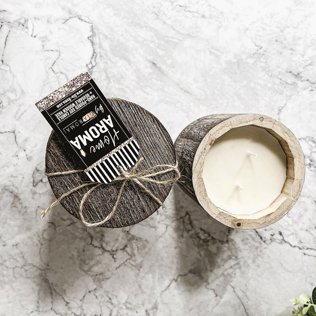 Reusable Wood Candle Vase with Candle & Lid — Select Your Scent