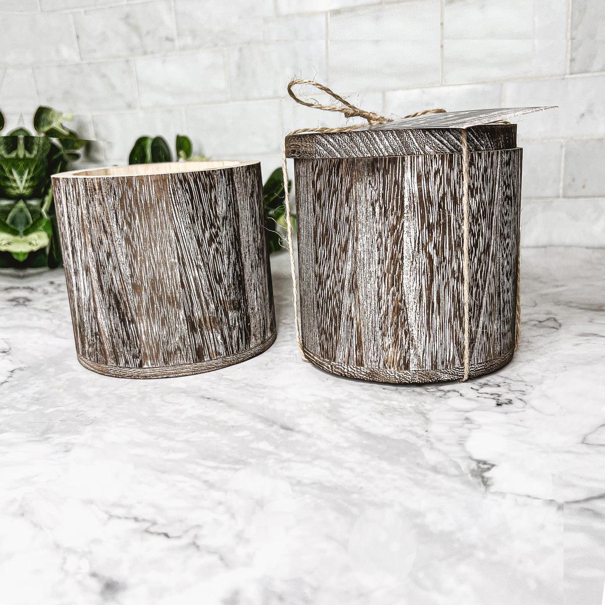 Reusable Wood Candle Vase with Candle & Lid — Select Your Scent