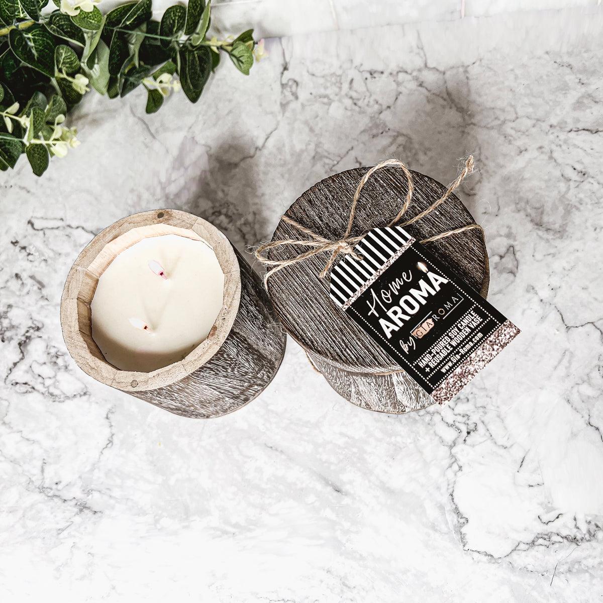 Reusable Wood Candle Vase with Candle & Lid — Select Your Scent