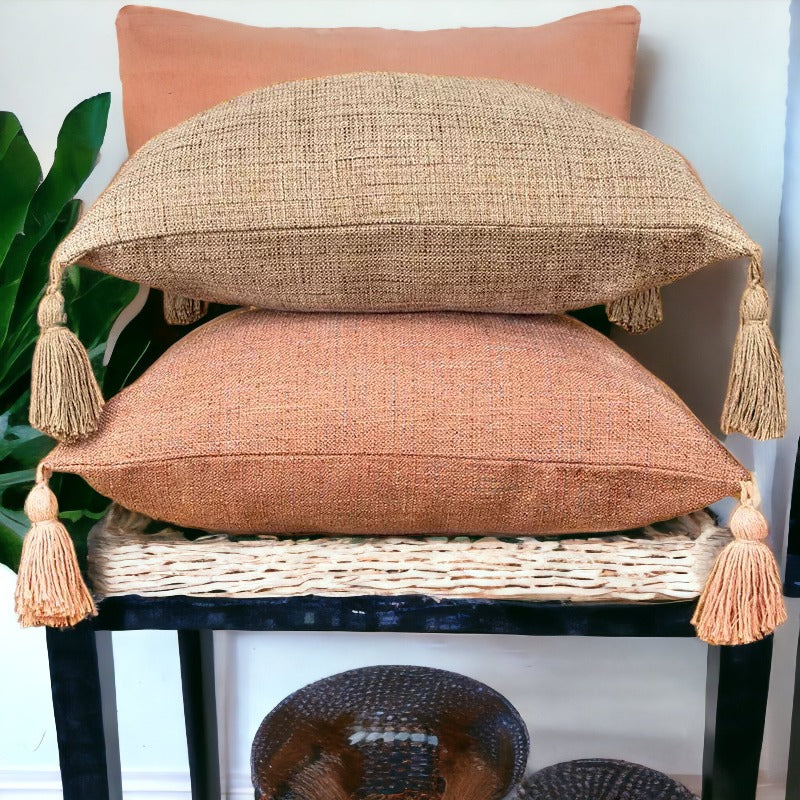 18" Square Boho Cottage Linen Decorative Throw Pillow Cases — Select Your Quantity and Color