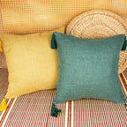 18" Square Boho Cottage Linen Decorative Throw Pillow Cases — Select Your Quantity and Color