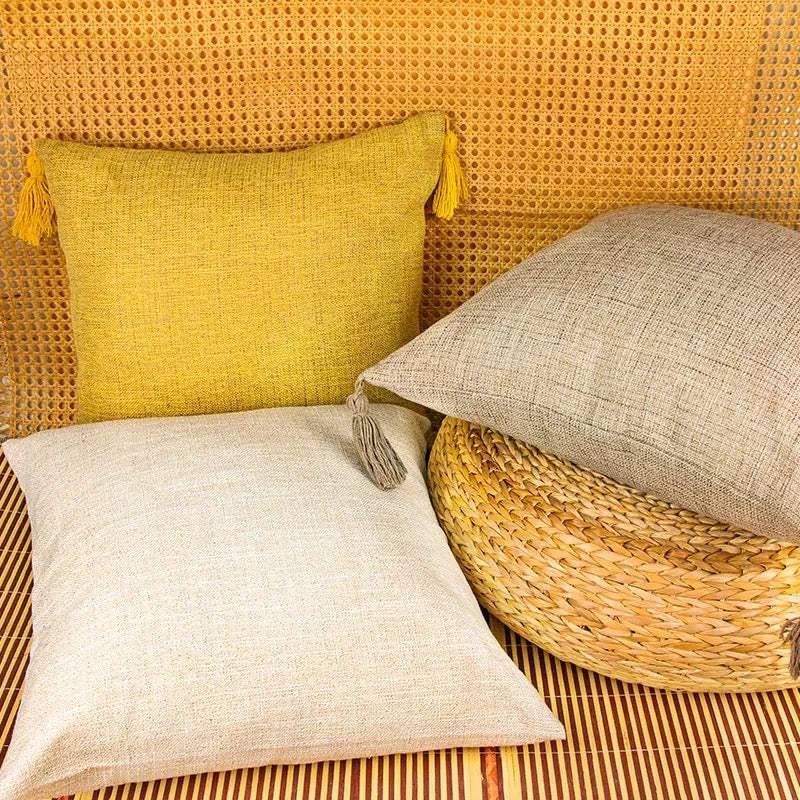 18" Square Boho Cottage Linen Decorative Throw Pillow Cases — Select Your Quantity and Color