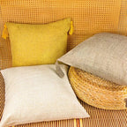 18" Square Boho Cottage Linen Decorative Throw Pillow Cases — Select Your Quantity and Color