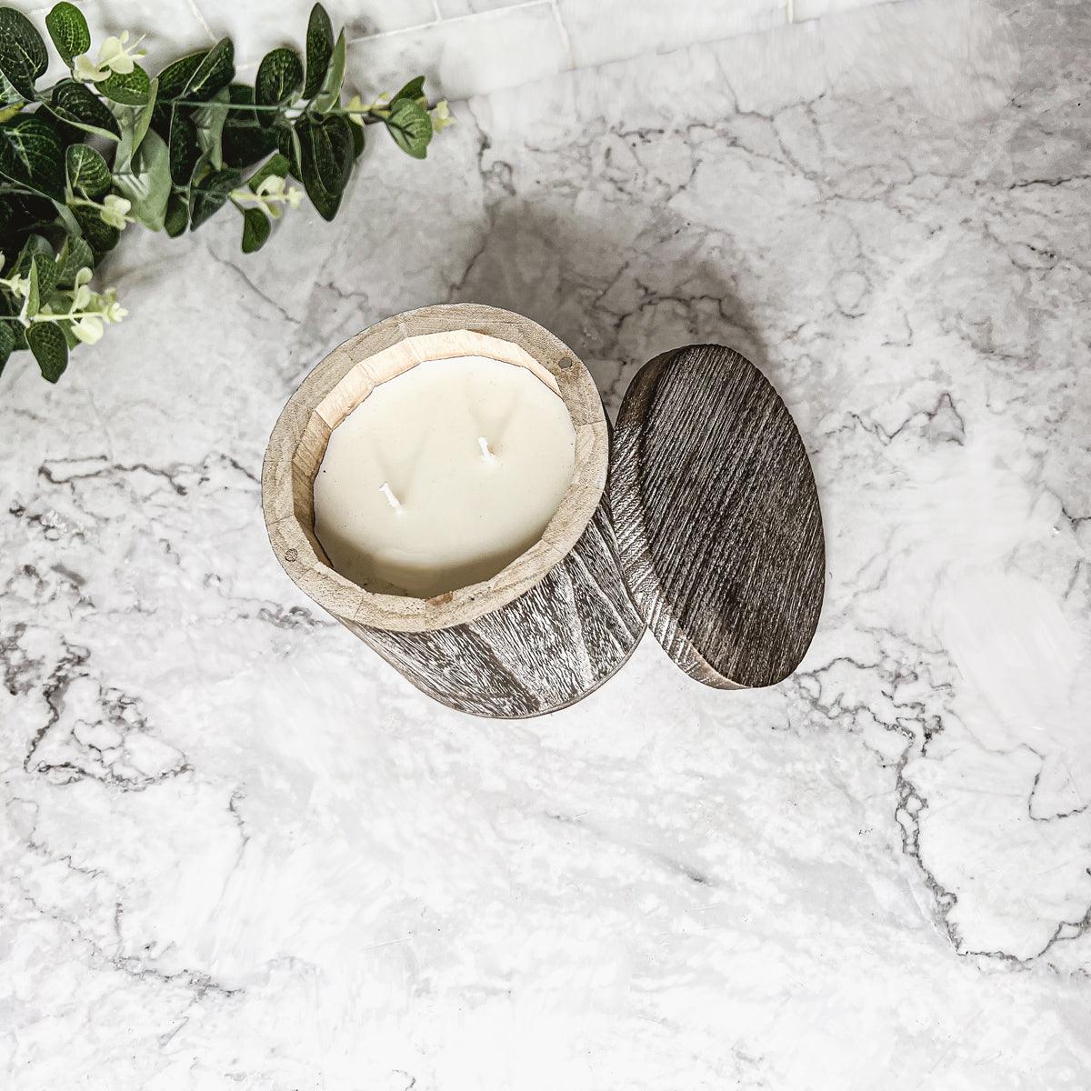 Reusable Wood Candle Vase with Candle & Lid — Select Your Scent
