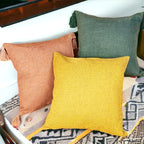 18" Square Boho Cottage Linen Decorative Throw Pillow Cases — Select Your Quantity and Color