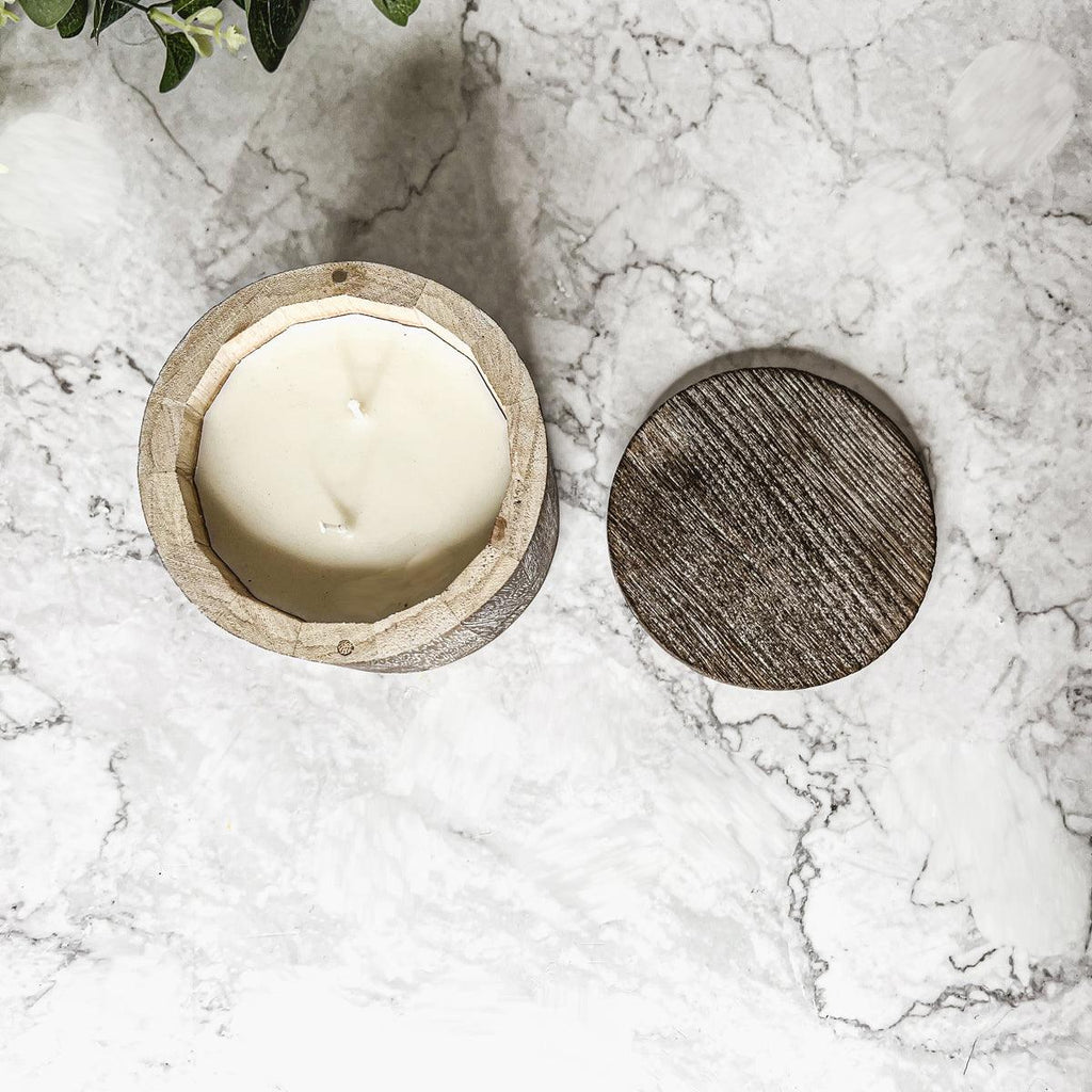 Reusable Wood Candle Vase with Candle & Lid — Select Your Scent