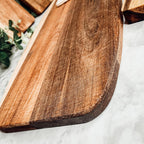 Handmade Acacia Wood Serving Board + Bamboo Cheese Markers