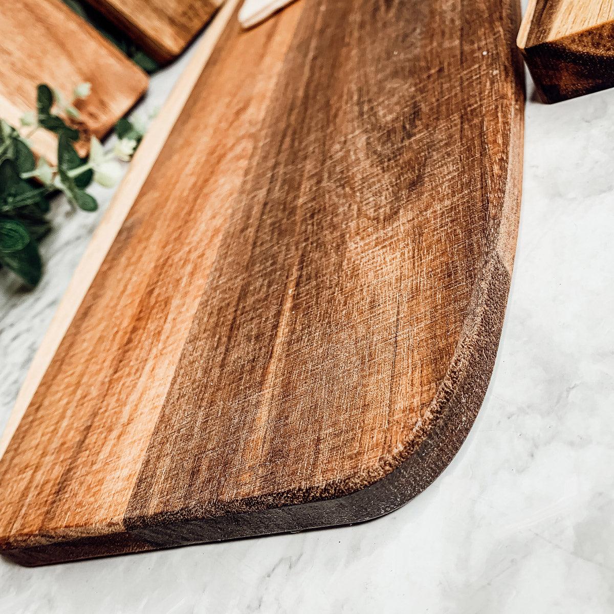 Handmade Acacia Wood Serving Board + Bamboo Cheese Markers