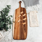 Handmade Acacia Wood Serving Board + Bamboo Cheese Markers
