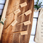 Handmade Acacia Wood Serving Board + Bamboo Cheese Markers