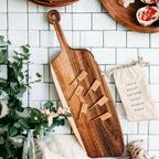 Handmade Acacia Wood Serving Board + Bamboo Cheese Markers