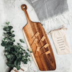 Handmade Acacia Wood Serving Board + Bamboo Cheese Markers
