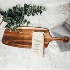Handmade Acacia Wood Serving Board + Bamboo Cheese Markers