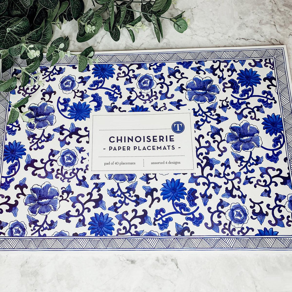 Chinoiserie Heavy Paper Placemats with Soy-Based Ink - 40 tear off mats per pad