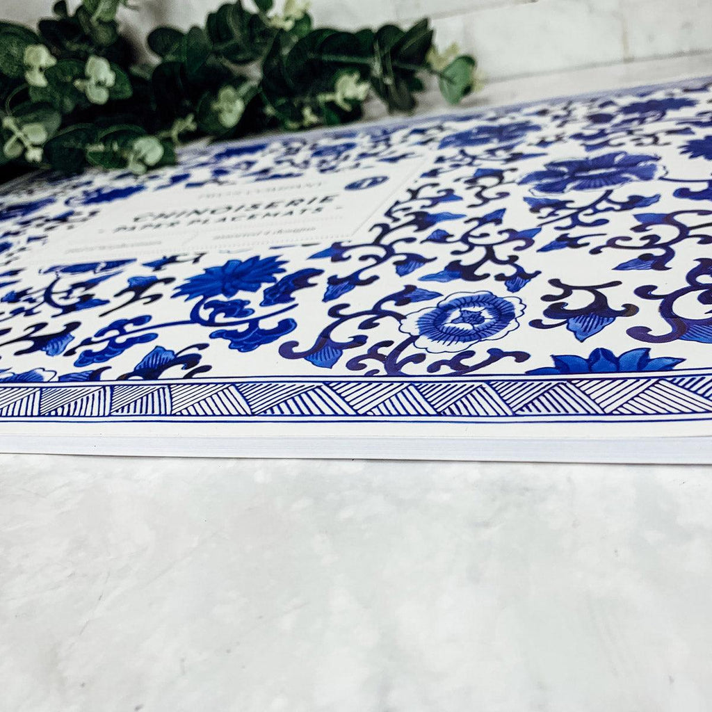 Chinoiserie Heavy Paper Placemats with Soy-Based Ink - 40 tear off mats per pad