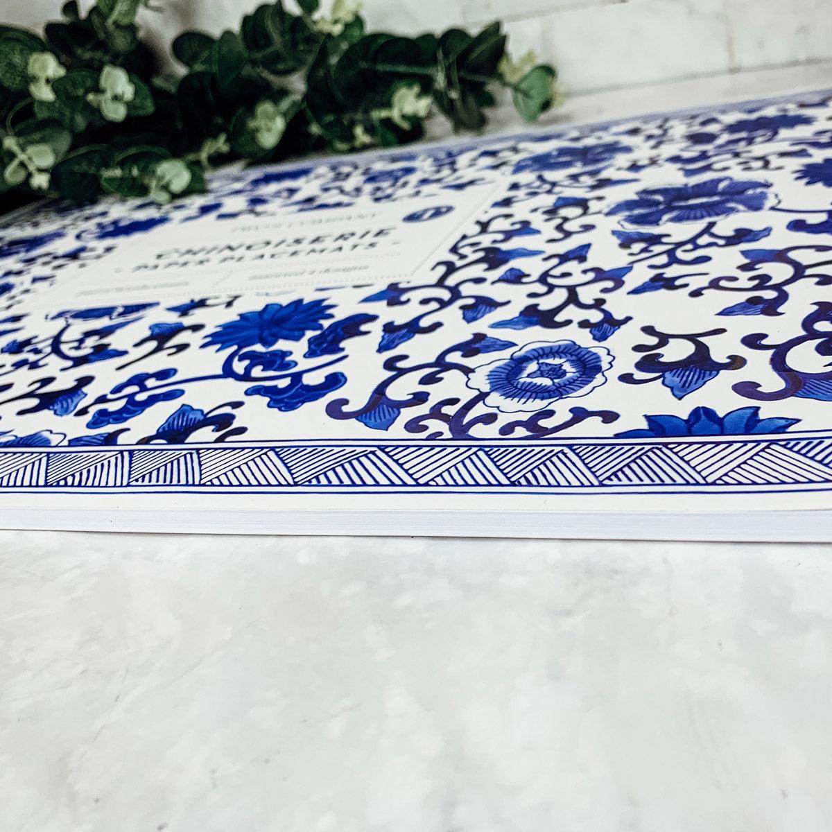Chinoiserie Heavy Paper Placemats with Soy-Based Ink - 40 tear off mats per pad