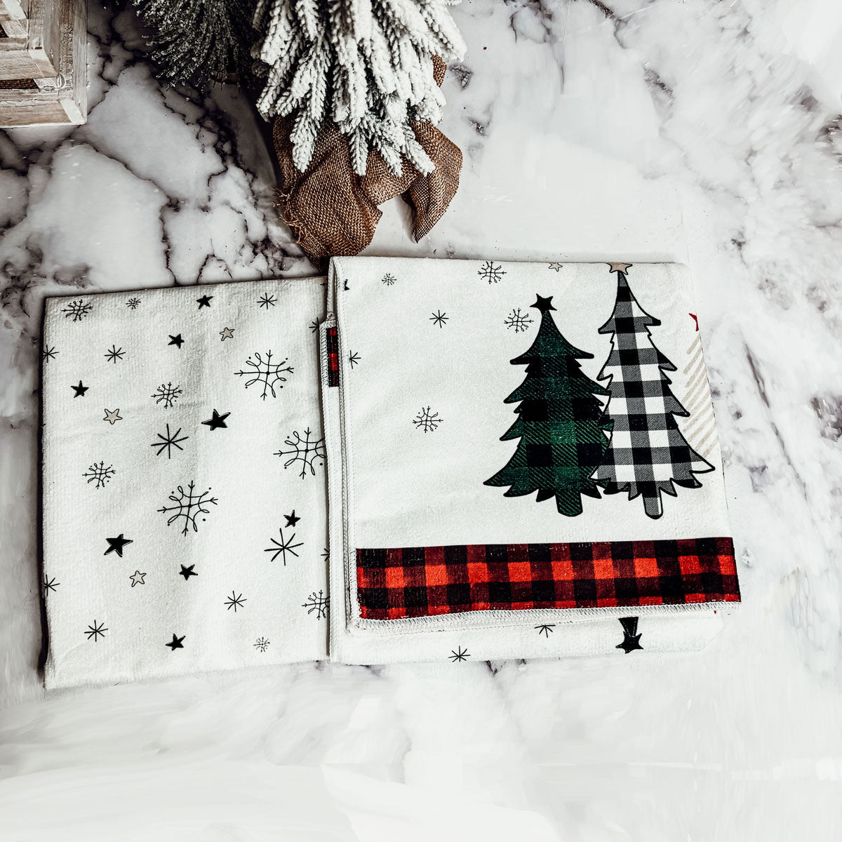 Trees & Gingham Kitchen Towel