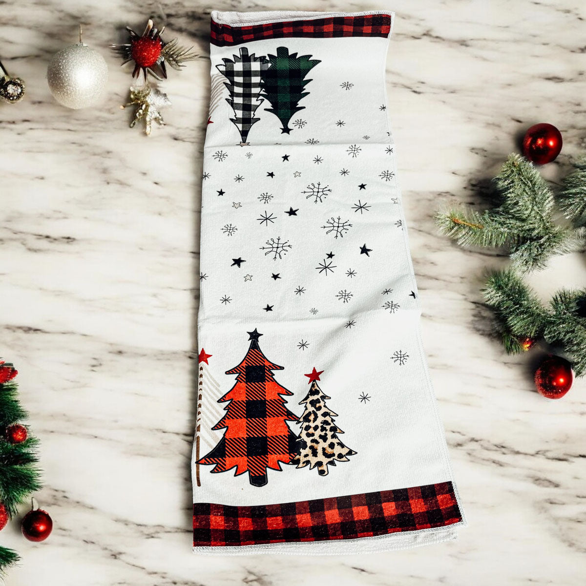 Trees & Gingham Kitchen Towel