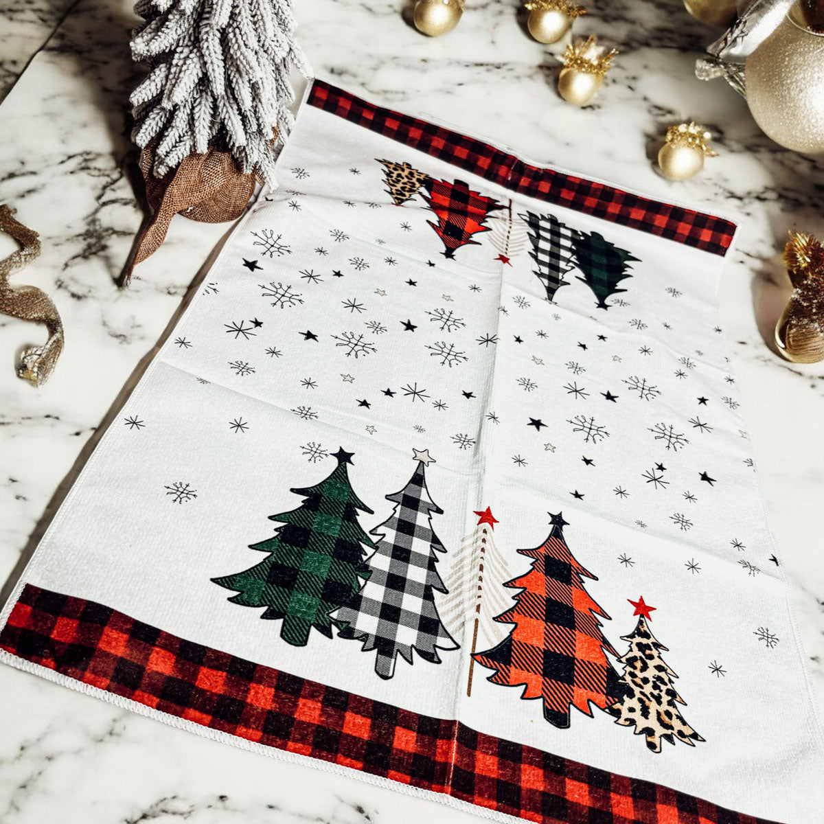 Trees & Gingham Kitchen Towel