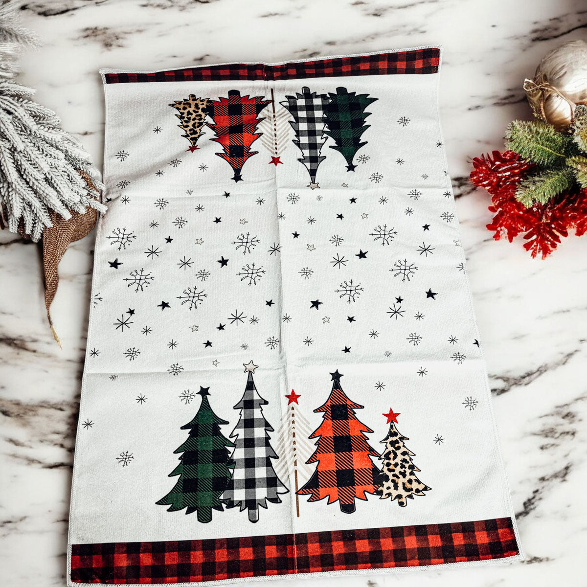 Trees & Gingham Kitchen Towel