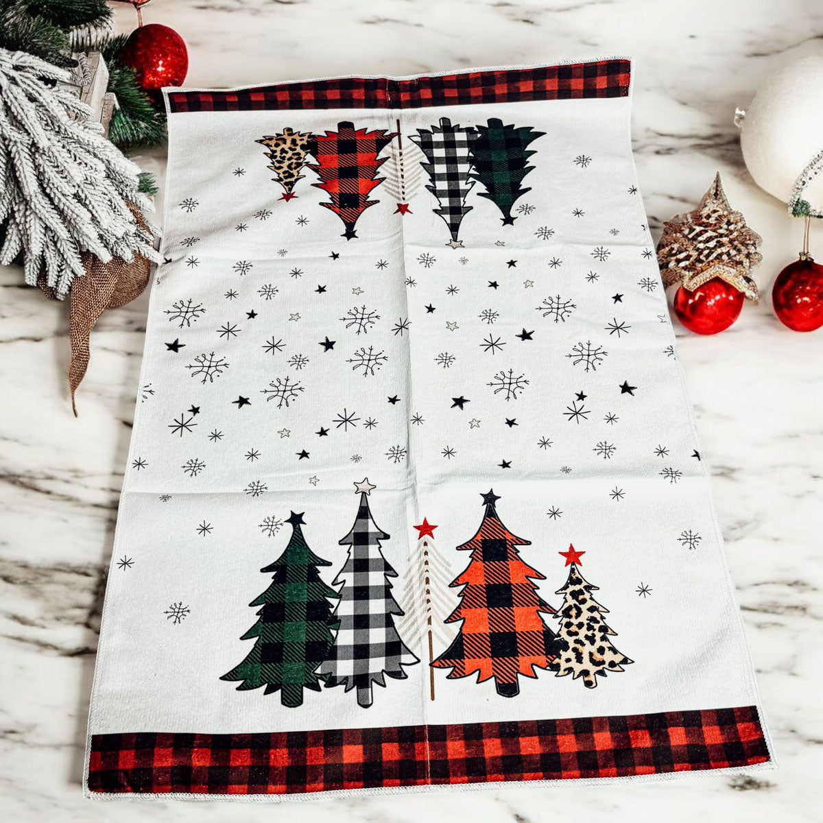 Trees & Gingham Kitchen Towel