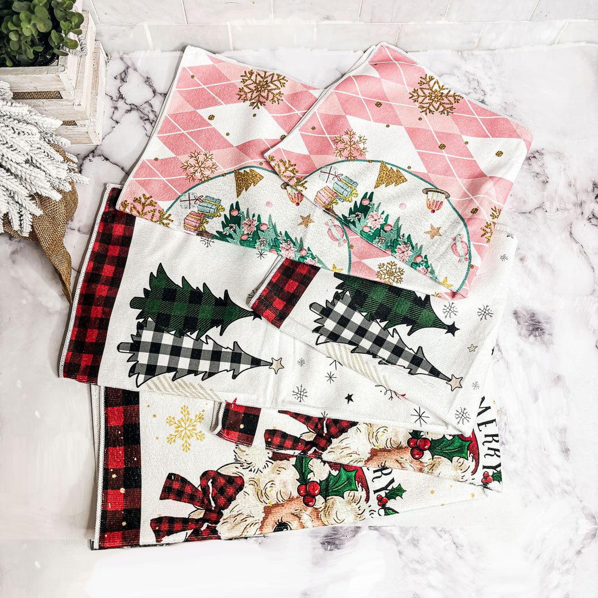 Trees & Gingham Kitchen Towel