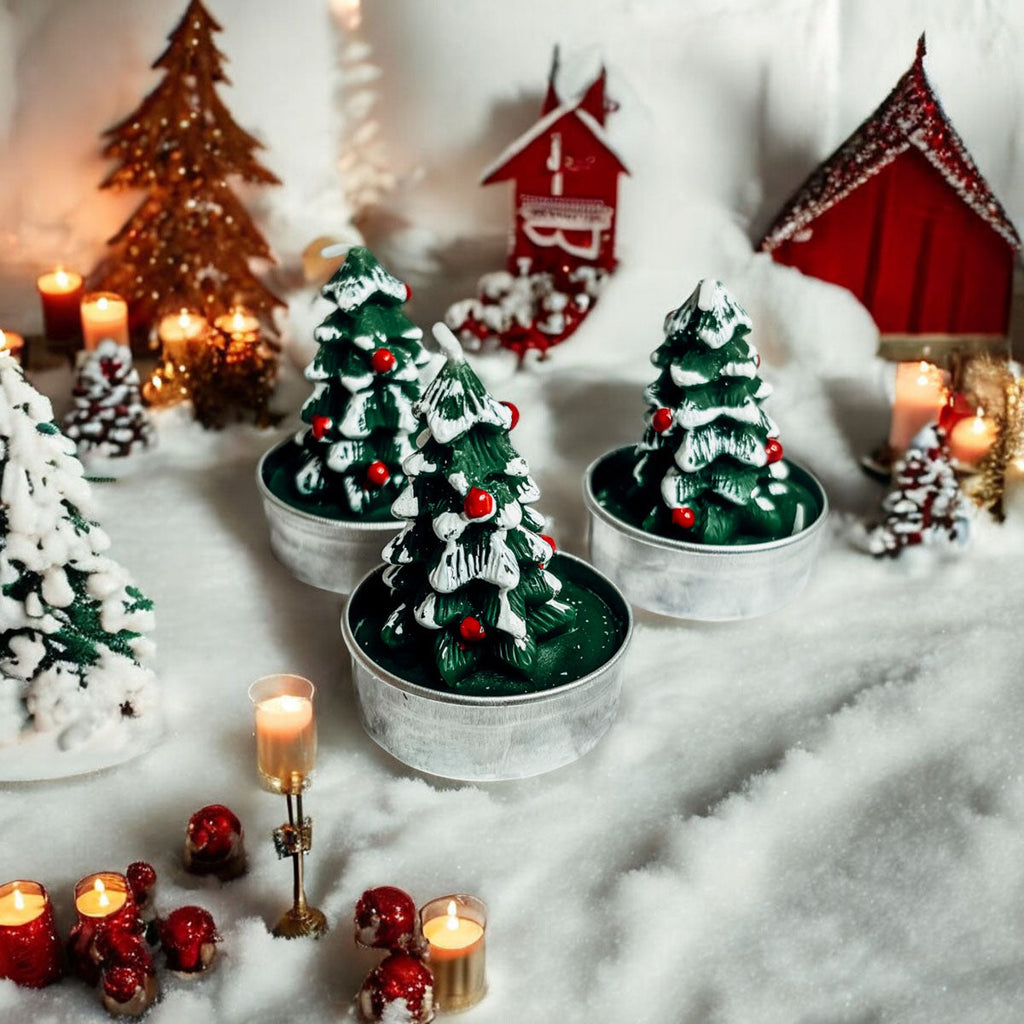 Mini Tree Shaped Unscented Candles - 3 pack