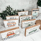 Handmade Wooden "Hello Pumpkin" Block Sign