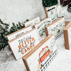 Handmade Wooden "Hello Pumpkin" Block Sign