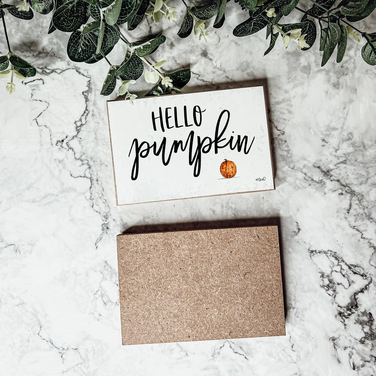 Handmade Wooden "Hello Pumpkin" Block Sign