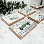 Handmade Wooden "Hello Autumn" Teal Sign