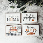 Handmade Wooden "Hello Pumpkin" Block Sign