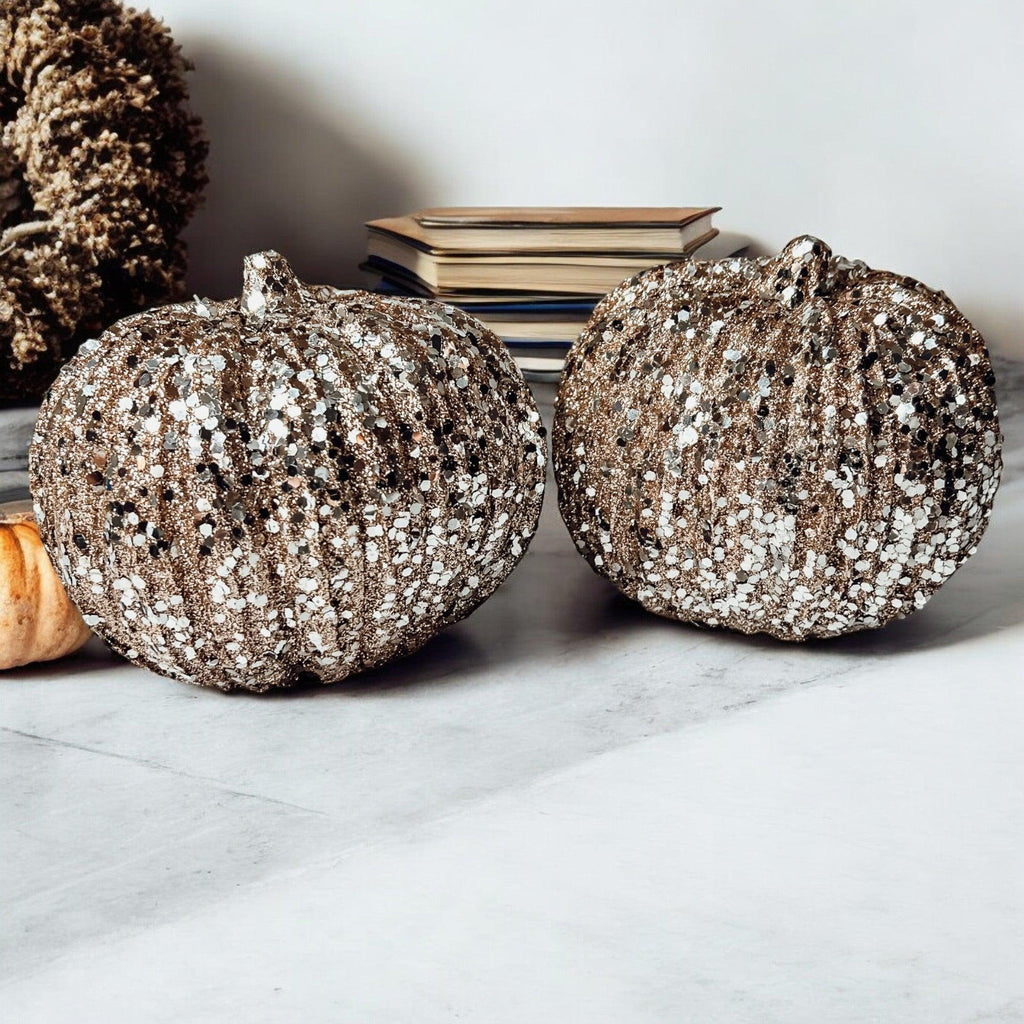 Glitter Sequin Decorative Pumpkin 4"