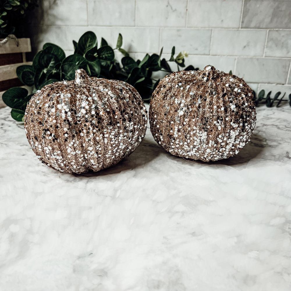 Glitter Sequin Decorative Pumpkin 4"
