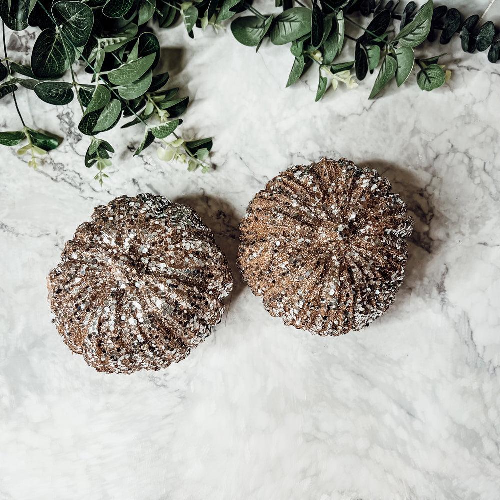 Glitter Sequin Decorative Pumpkin 4"