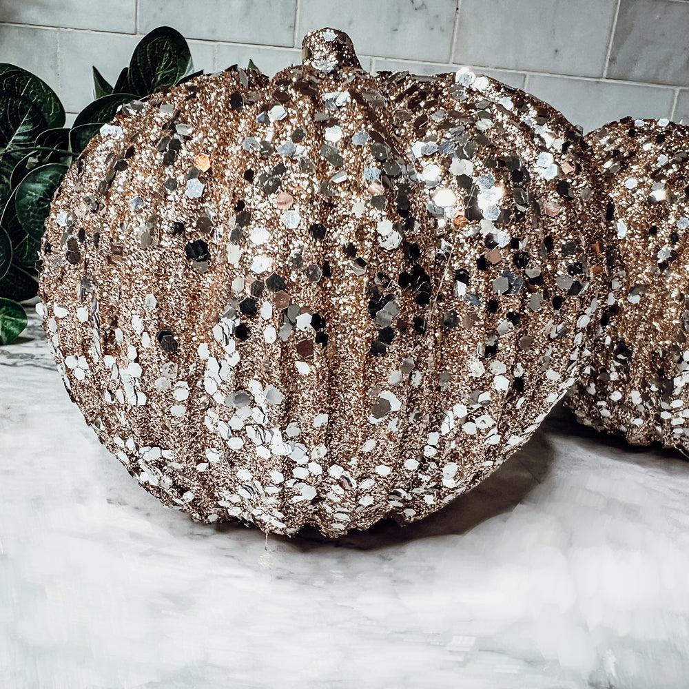 Glitter Sequin Decorative Pumpkin 4"