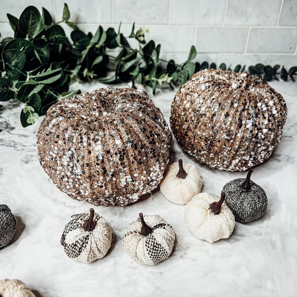 Glitter Sequin Decorative Pumpkin 4"