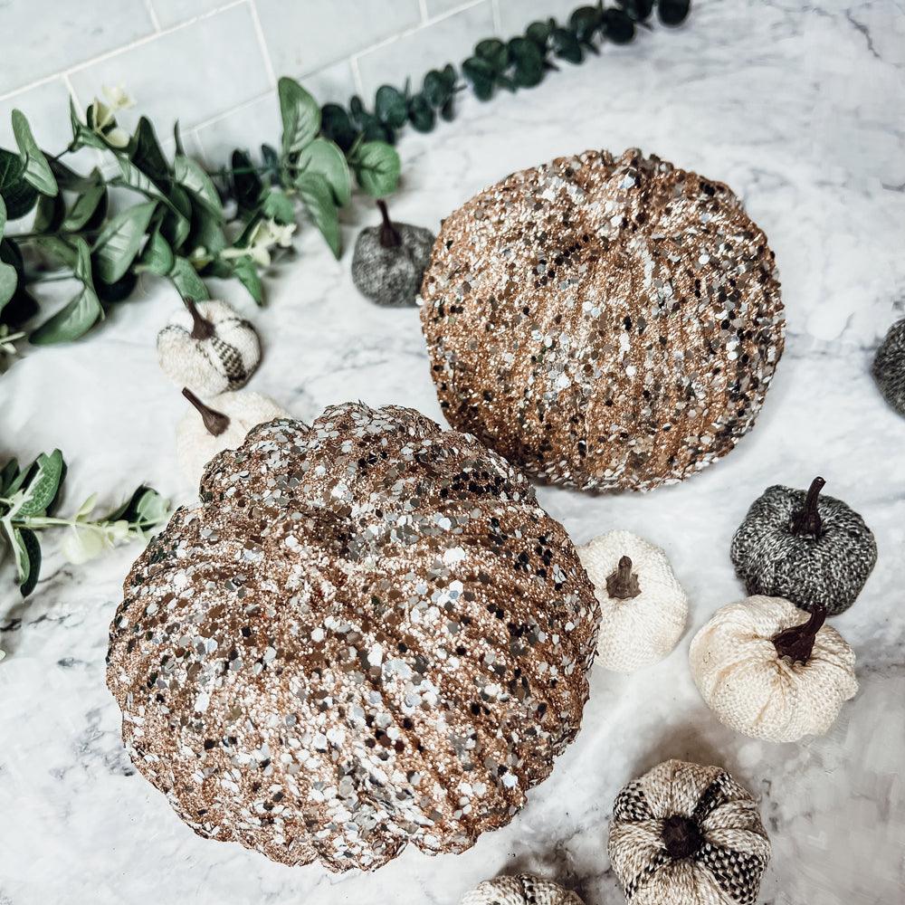 Glitter Sequin Decorative Pumpkin 4"
