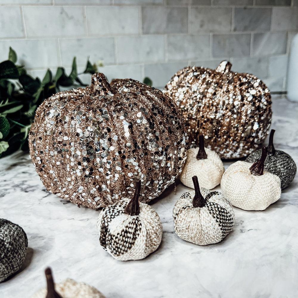 Glitter Sequin Decorative Pumpkin 4"